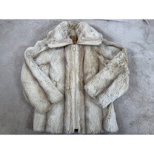 Vintage Retro ITEM HOUSE White Cream Faux Fur Coat Size 7/8